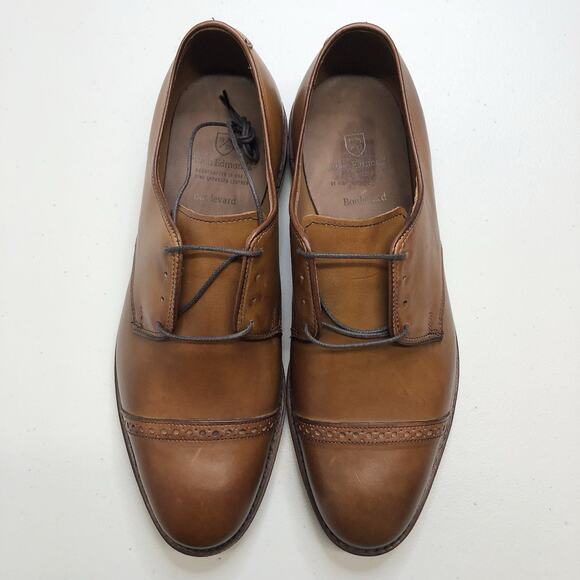 NEW Allen Edmonds Boulevard Oxford Brown Leather Shoes Sz 9 E